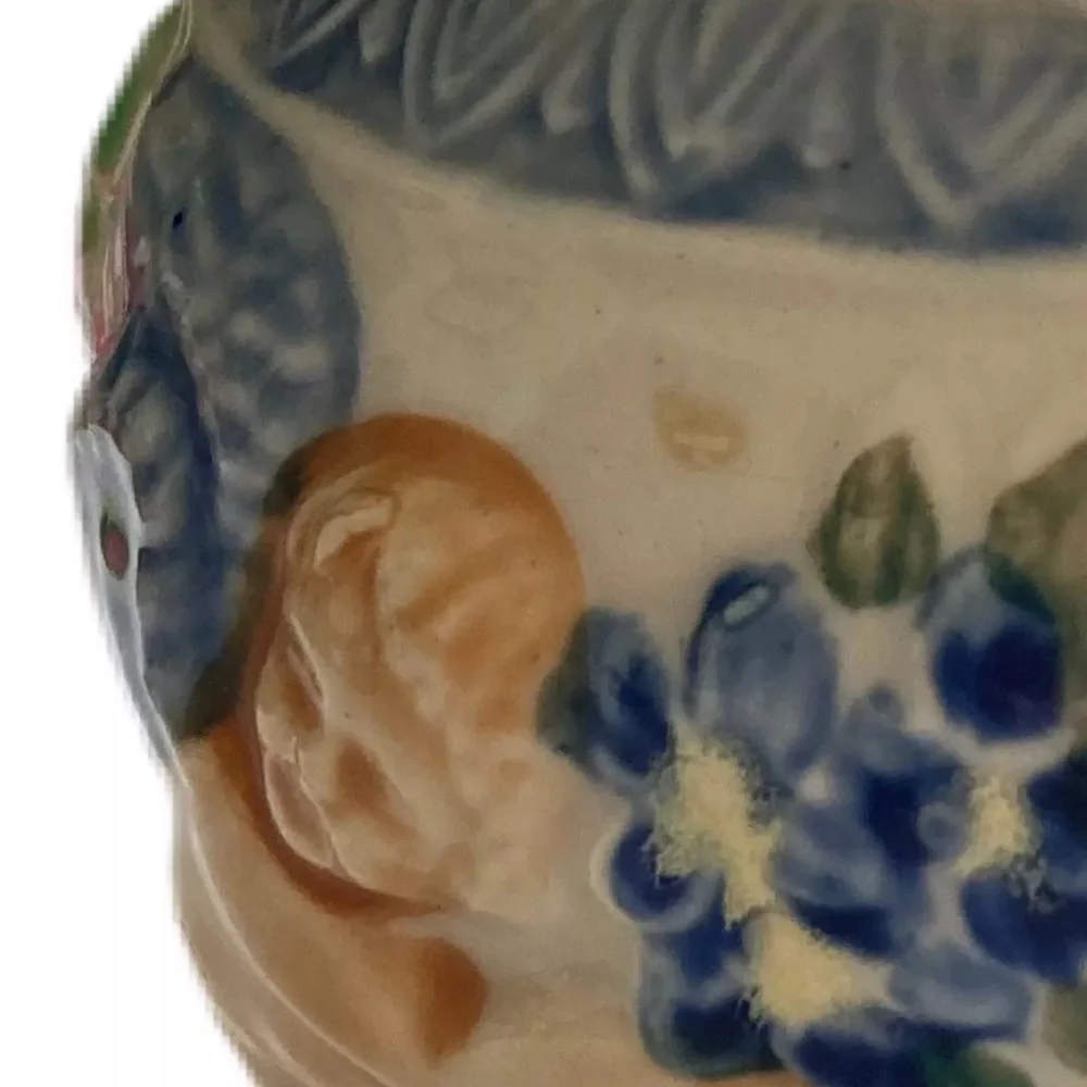 VTG Transor Ware Japan Cherub Pitcher Mid Century Majolica Style Relief Pottery